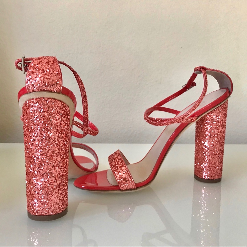 Giuseppe Zanotti Red Glitter Ankle Strap Heels 7 - Picture 5 of 7